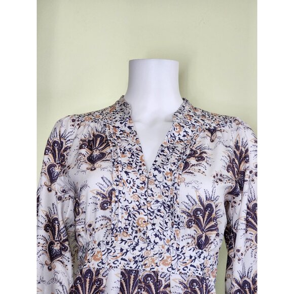 OPT x Emily Luciano Mila Paisley Pleated Dress Size  S Long Sleeve Romantic Boho - Picture 4 of 13